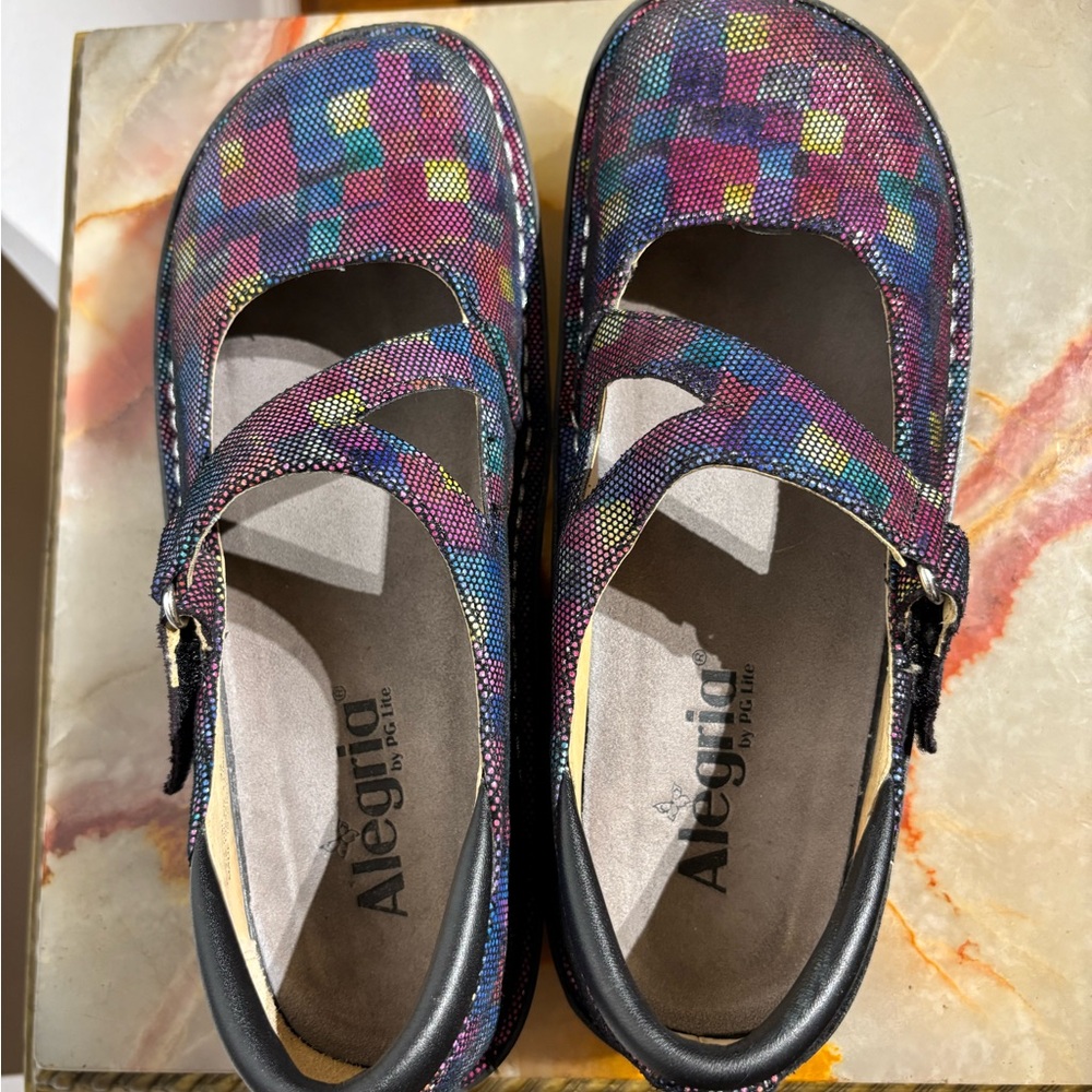 Alegria Colorful Checkered Mary Jane Shoes